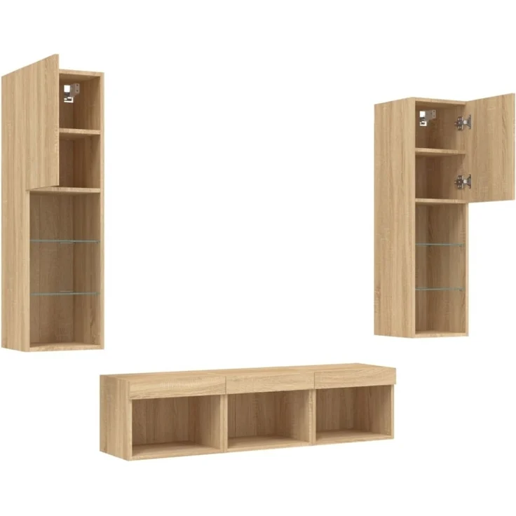 vidaXL 5-tlg. Wohnwand mit LED-Beleuchtung Sonoma-Eiche Holzwerkstoff 3216606 – Bild 11