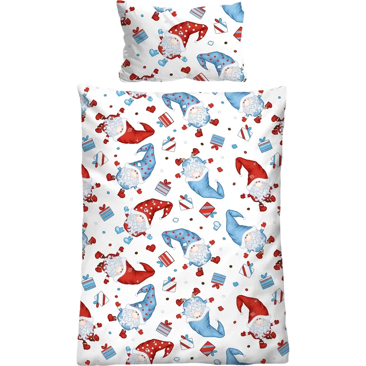 biberna Feinbiber Bettwäsche KIDS WEIHNACHTEN, taubenblau, 1x 100x135 cm + 1x 40x60 cm