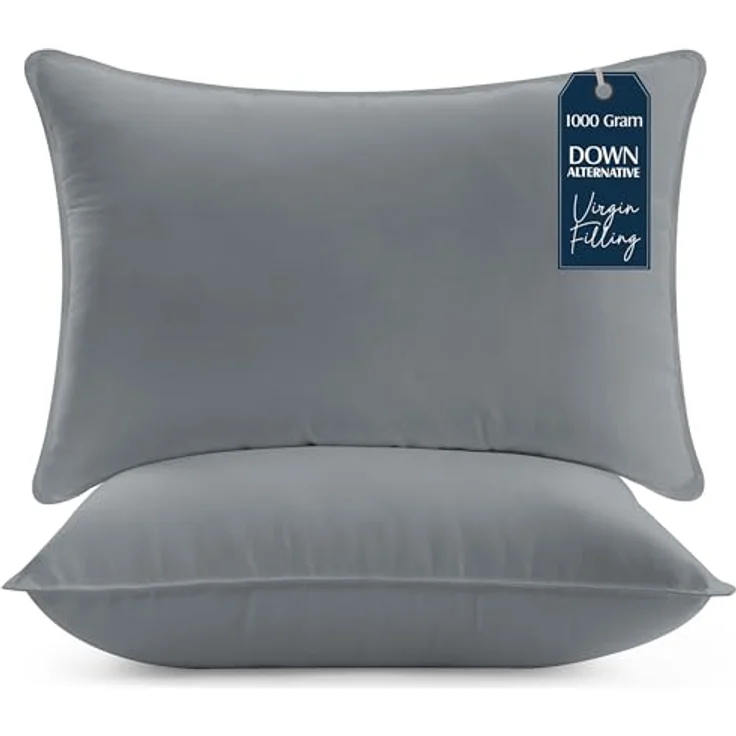 Utopia Bedding KopfKissen (2er Set), 50x70 cm Schlafkissen, Atmungsaktiv et Weich Kissen (Grau) – Bild 2