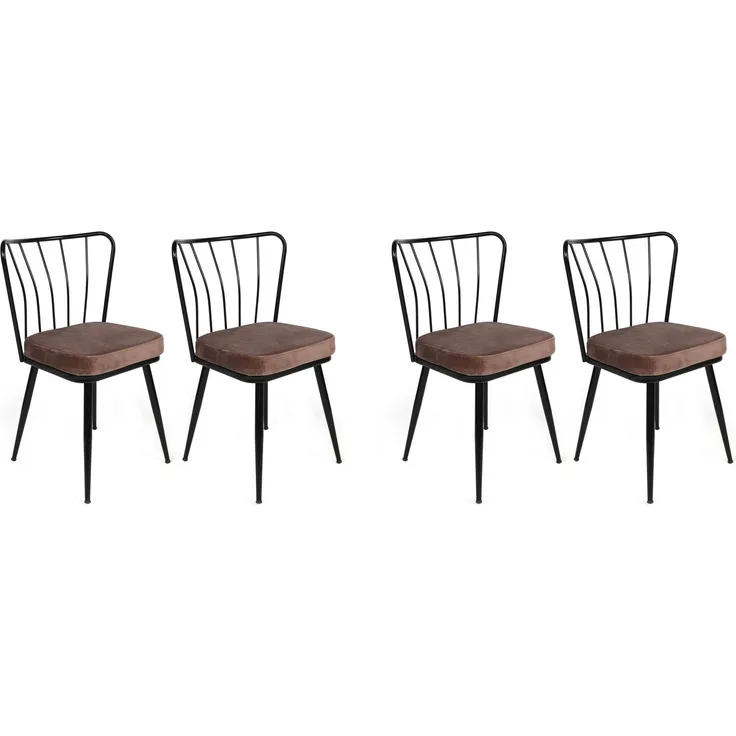 Skye Decor 'Yıldız-947 V4' Stuhlset (4-teilig), Hellbraun / Schwarz, 43 x 82 x 42 cm