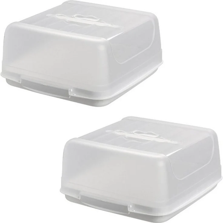 Engelland Kuchentransportbox Kleine Kuchenbox mit transparentem Deckel, Kunststoff, (Vorteils-Set, 2-tlg, sicheres Transportieren), mit Tragegriff und Klickverschluss, BPA-frei, rechteckig, Kunststoff – Bild 1