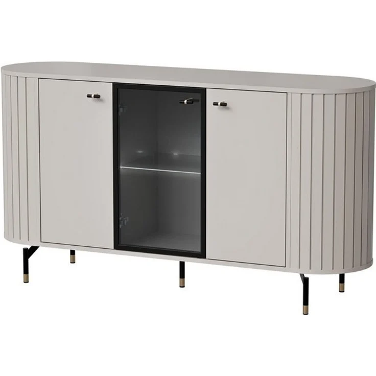 Compleo Kommode mit Lamellenoptik, 3 türen, Metallgriffe, Glamour design MODERNO – Bild 4