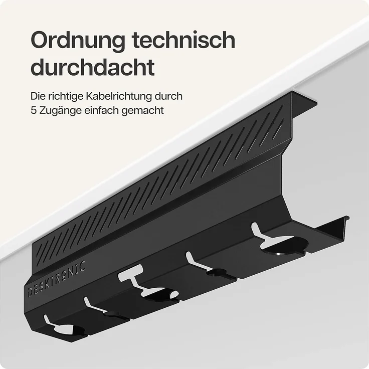 Desktronic Kabelkanal Schreibtisch, 2x43cm, Hochwertiger Stahl, Kabel Organizer für Kabelführung Schwarz – Bild 5
