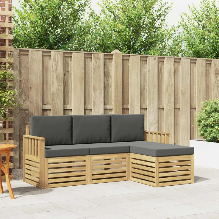 vidaXL Outdoor-Sofagarnitur 4 stk. 4-Sitzer Weiß und Anthrazit 3391627