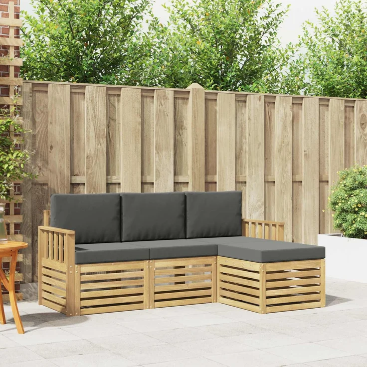 vidaXL Outdoor-Sofagarnitur 4 stk. 4-Sitzer Weiß und Anthrazit 3391627 – Bild 1