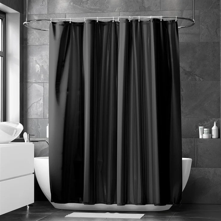Duschvorhang 240x200cm Schwarz Anti-schimmel Wasserdicht PVC Antibakteriell – Bild 7