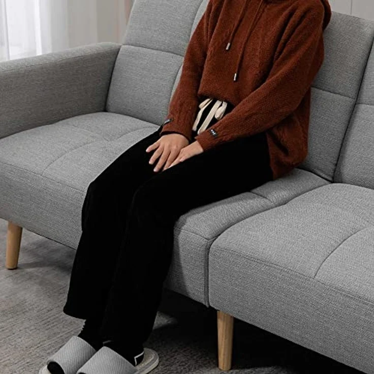 HOMCOM 2 in 1 Schlafsofa 205 x 88 cm Sofa mit Bettfunktion, Couch Leinenoptik, Verstellbarer Rückenlehne für Wohnzimmer, Schlafzimmer, Grau – Bild 7