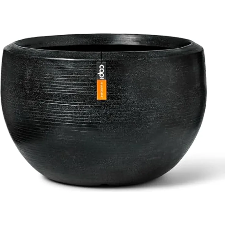 Capi Europe Übertopf rund Arc Granite, Schwarz, 67 cm Ø, bruchsicher, leicht, für Innen- und Außenbereich