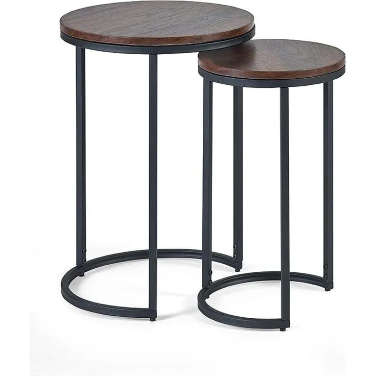 Julian Bowen Tribeca, runde Beistelltische, Walnussoptik/Schwarz