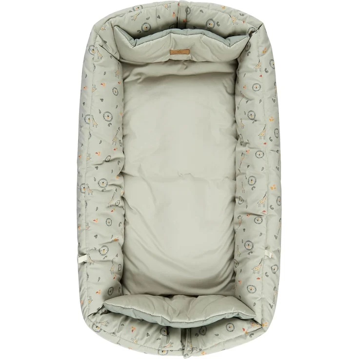 Sterntaler Babynest Giraffe & Löwe – Weiches Kuschelnest aus Baumwoll-Mischgewebe – Beidseitig nutzbar & wandelbar zur Krabbeldecke – Mit Schlaufen für Spielzeug – Baby und Kleinkind Spielzeug, Ocker – Bild 4