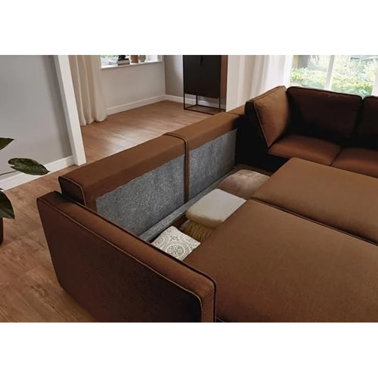 ATLANTIC home collection Eckgarnitur Chill, inkl. Schlaffunktion (ca. 135x230 cm), inkl. Bettkasten, frei im Raum stellbar, Wellenunterfederung, Ecke rechts – Bild 6