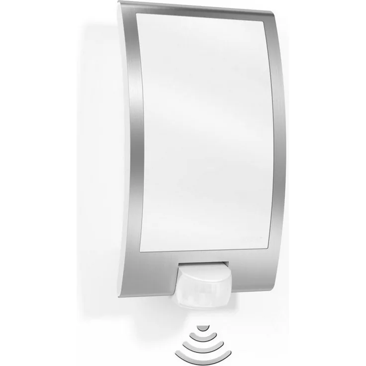 Außenwandleuchte L 22 S silber, 180°-Bewegungsmelder, E27-Fassung, max. 60 W, Edelstahlblende, IP44