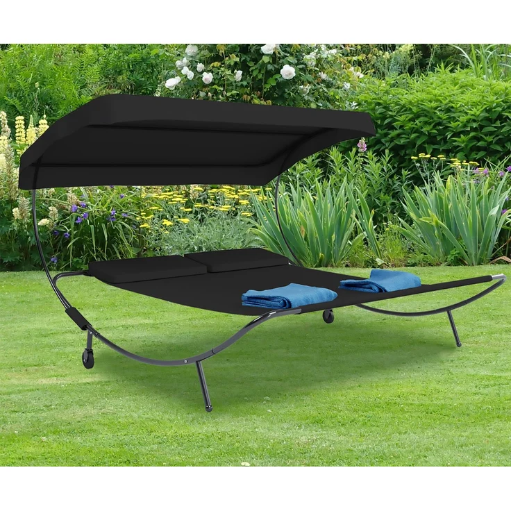 VCM Sonnenliege Bindox 914558 Schwarz H. 137 x B. 180 x T. 200 cm – Bild 4
