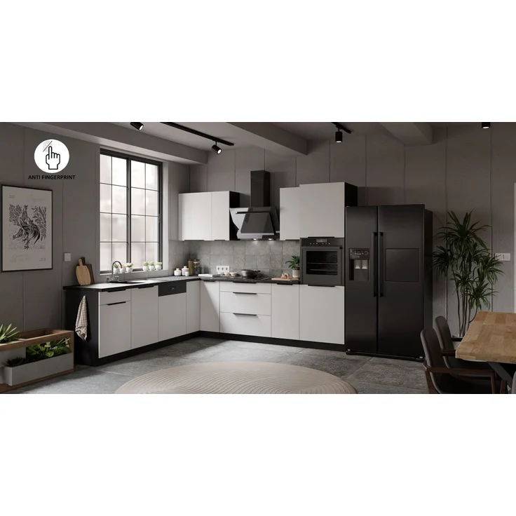 Winkelküche ARIA K-BL ECKE 2 - 250 x 270 cm Anti Fingerprint Küchenzeile Küchenblock Singleküche Einbauküche Küche Eckküche – Bild 1