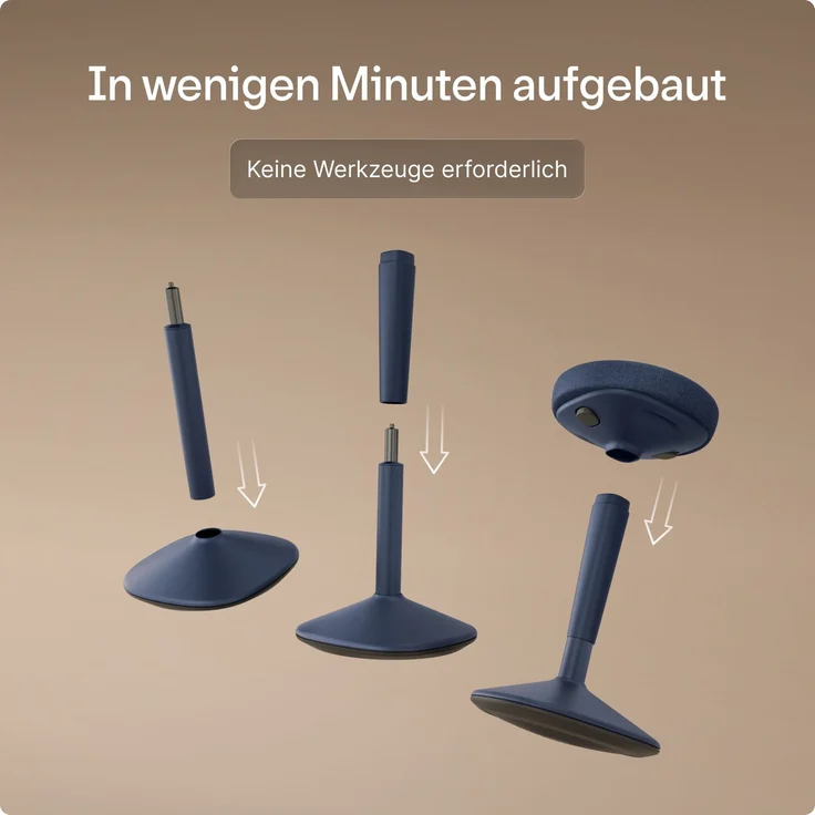 Ergonomischer Balancehocker Desktronic – Höhenverstellbarer Stehhocker für Homeoffice & Stehschreibtisch, Aktivsitz-Hocker mit Wippfunktion, rutschfester Standfuß – Blau – Bild 8
