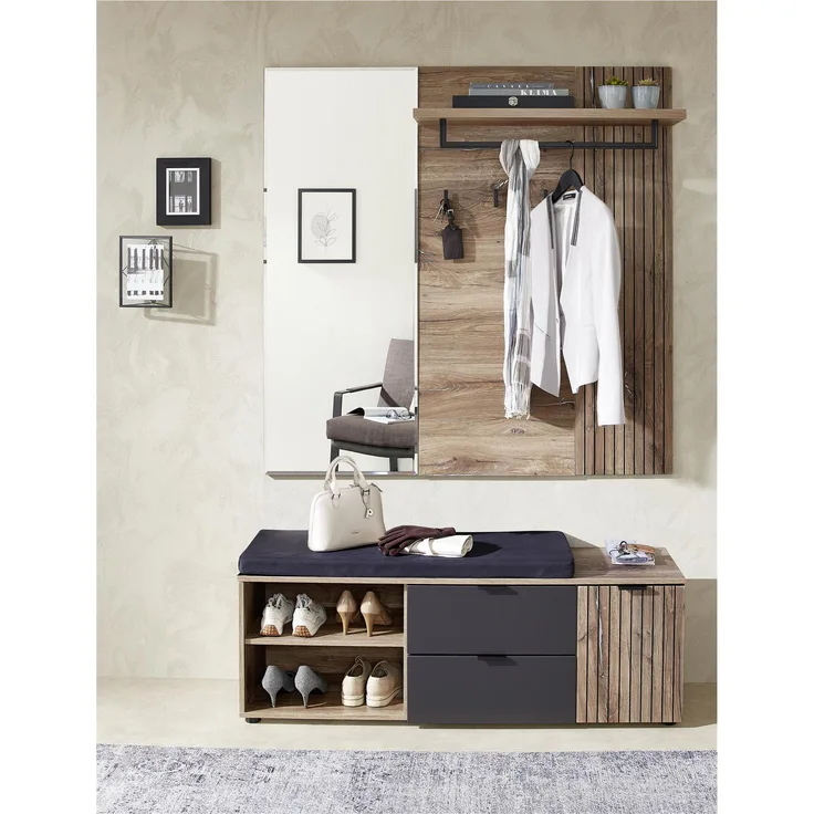 Garderoben-Set >Lydias< in Flagstaff Oak Umbria - 134x204x38cm (BxHxT)