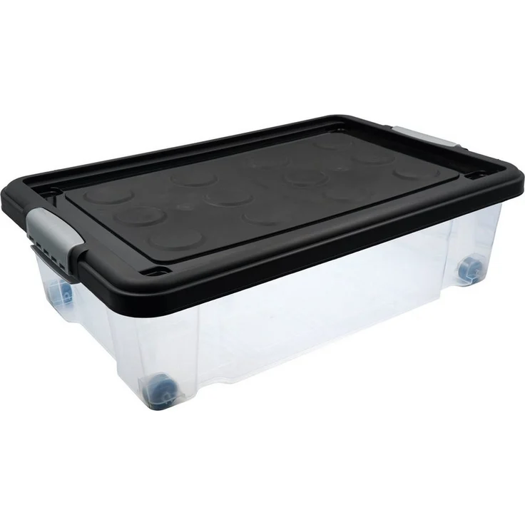 hrb Unterbettkommode transparente Aufbewahrungsbox Rollbar Unterbettbox mit Deckel Click (1 St) – Bild 5