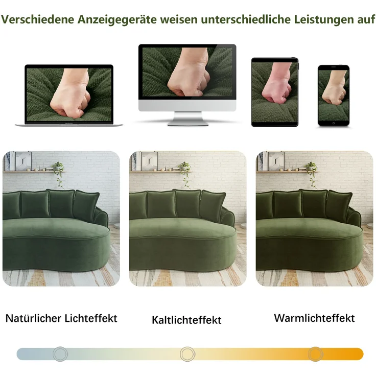 ZUBALIYA SchlafSofa mit Chenille - Bezug, mit breiten Armlehnen, mit Schaumstoffpolsterung, aus Chenille, Grün – Bild 11