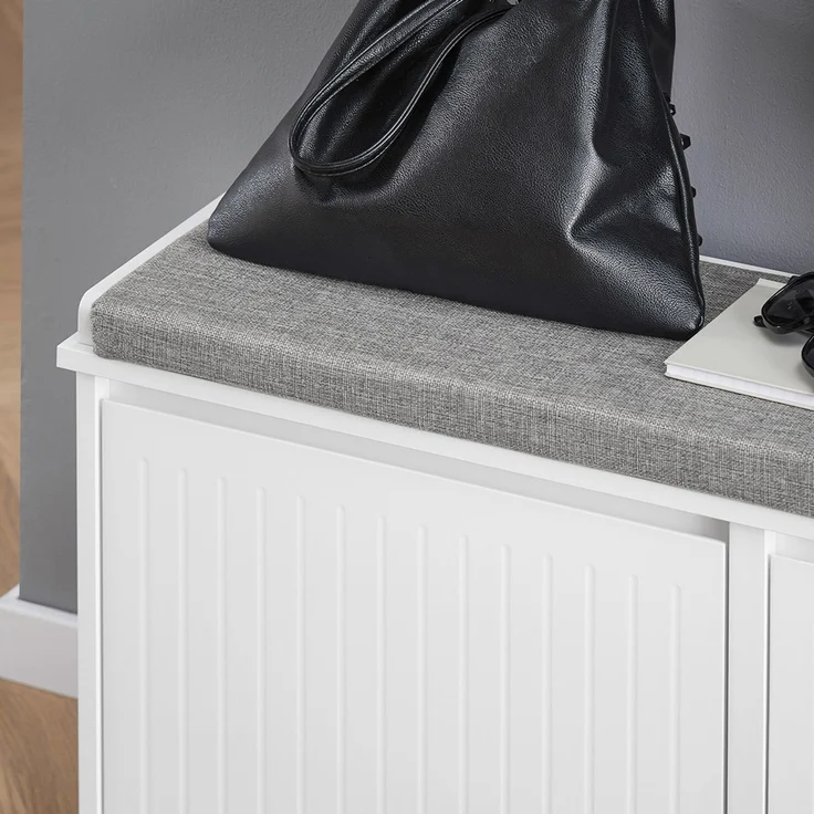 SoBuy FSR98-XL-W Schuhbank, MDF, Lackiert, Weiß, 100 x 46 x 26 cm – Bild 6