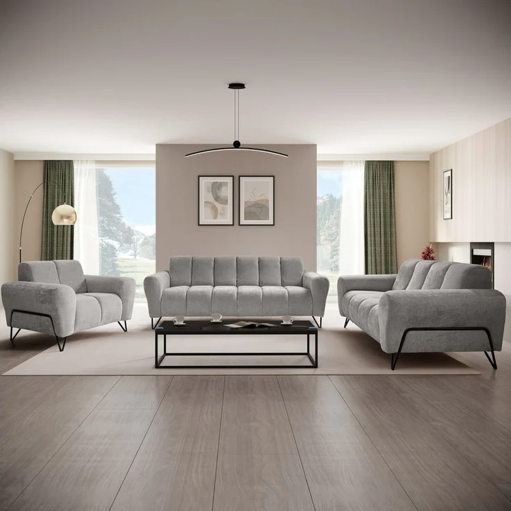 Beautysofa Sofa mit Metallbeine in schwarzer VOLARE, 3-Sitzer, viele Farbvarianten, ohne Schlaffunktion – Bild 3