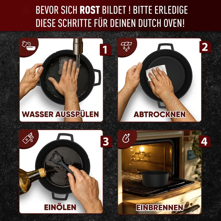 GUSSKÖNIG Dutch Oven 2in1 Topf Set 6,5L + Pflegepaste – Bild 3