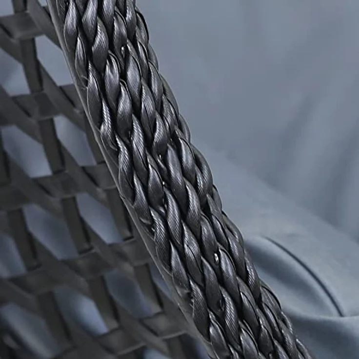 Luxus Hängesessel Style XXL Korb Gestell Schwarz mit Relaxkissen Grau – Bild 5
