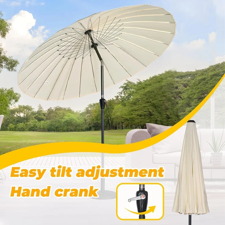 Angel Living Sonnenschirm Terrassenschirm Ø 250cm, Rund Shanghai Stil, UV-Schutz 50+, mit Kurbel, ideal für Garten, Terrasse, Hof und Pool – Bild 3