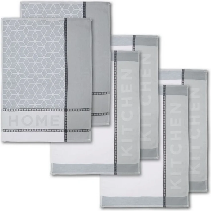 Dyckhoff Geschirrtuch HOME / KITCHEN, Maße je Tuch ca. 50x70 cm, (Set, 6-tlg), mit zwei verschiedenen Motiven – Bild 4