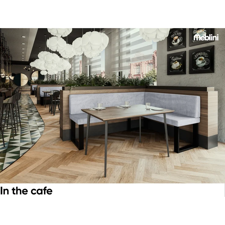 MEBLINI Eckbank für Esszimmer - Küchenbank - Essecke - Sitzecke Küche - TONI - U-Beine 128x168x87cm Rechts - Hellgrau Samt – Bild 4