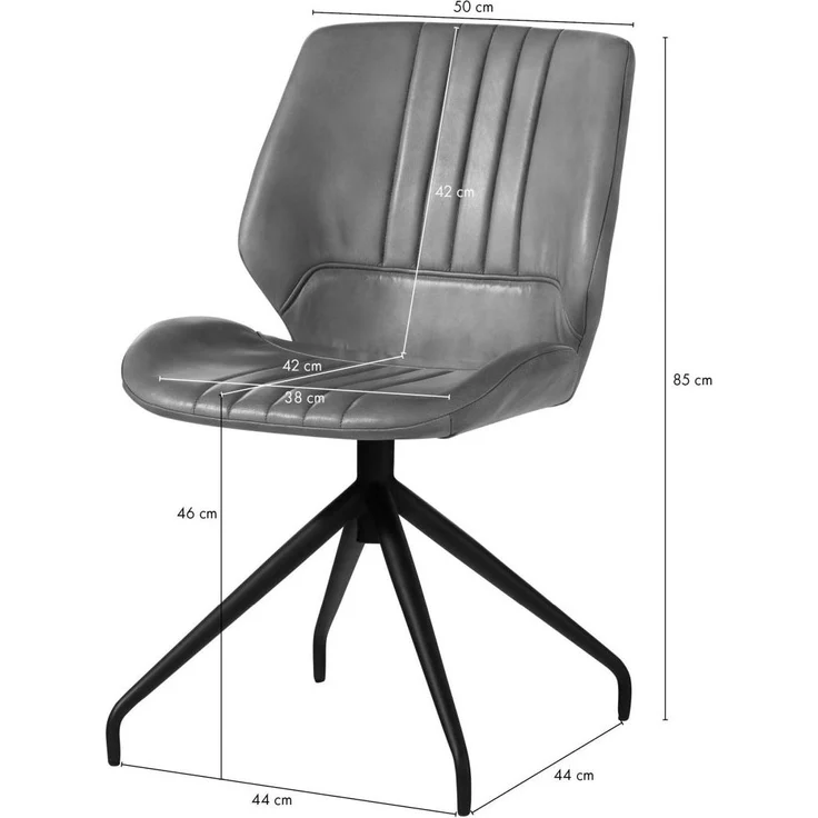 Stuhl Echtleder 51x61x84 braun IRON LABEL #111 - 2er Set – Bild 7