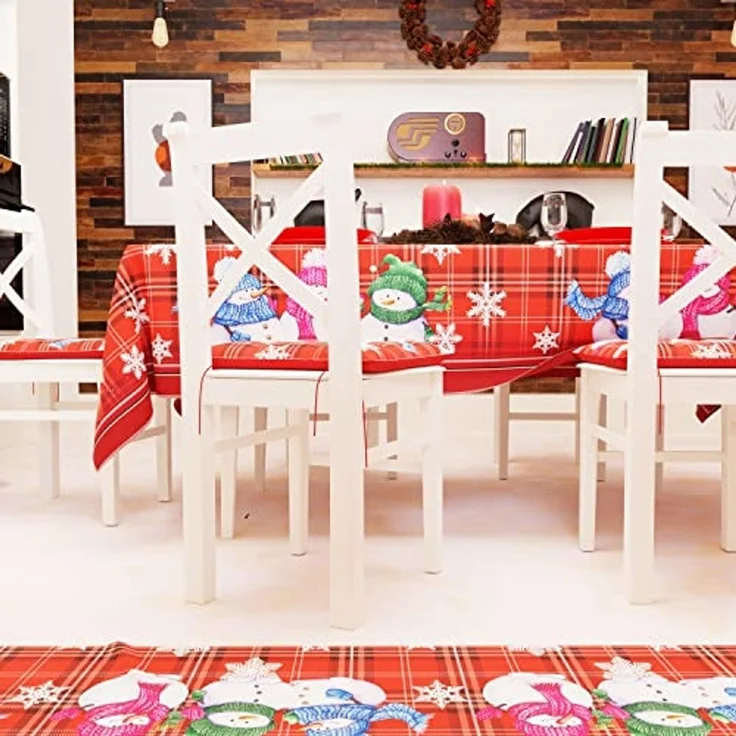 PETTI Artigiani Italiani Tischdecke für Weihnachten, schmutzabweisend, Weihnachtstischdecke mit Schneemann-Design, 24 Sitzplätze (140x450 cm), 100% Made in Italy – Bild 4