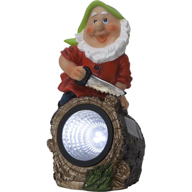 LED-Solar-Figur "Gnomy", Zwerg beim Sägen