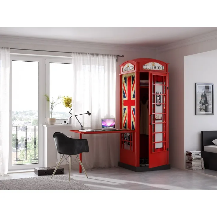 Design Kleiderschrank Telefonzelle mit Schreibtisch