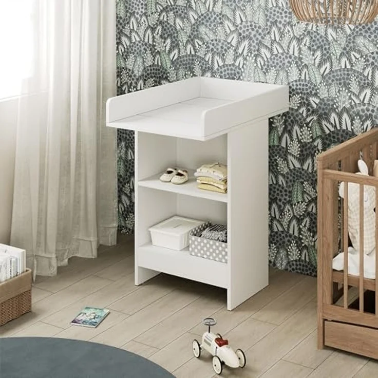 Wickelkommode Mona Weiß 60 x 103.5 cm mit Wickelaufsatz Vicco – Bild 1