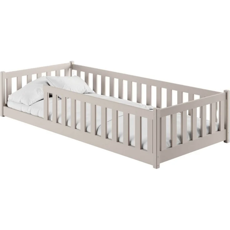 Kids Collective Kinderbett Bodenbett Bett mit Rausfallschutz & Lattenrost Montessori Bett Kinder (Jungen, Mädchen, Kinder, weitere Größen 80x180, 90x190, 90x200, 120x200, 140x200 cm), Jugendbett Gitterbett Einzelbett mit Matratze, Kaschmir 80x160 cm – Bild 2