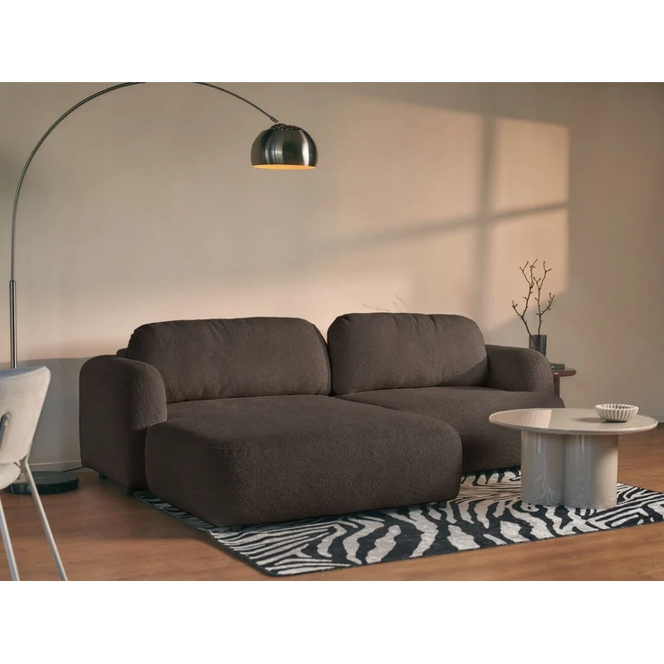 Selsey Tvoya Ecksofa mit Schlaffunktion, Ottomane links, Bouclé Braun – Bild 3