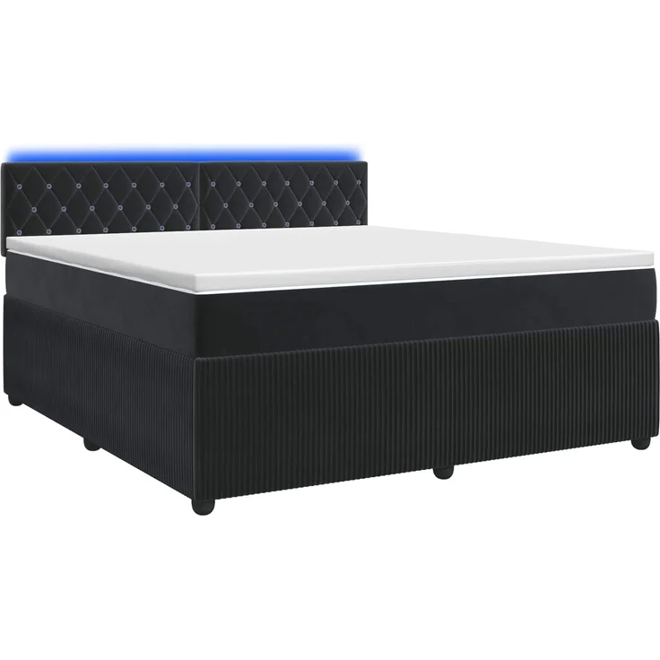 vidaXL Boxspringbett mit Matratze Schwarz 140 x 190 cm Samt 3453133 – Bild 2