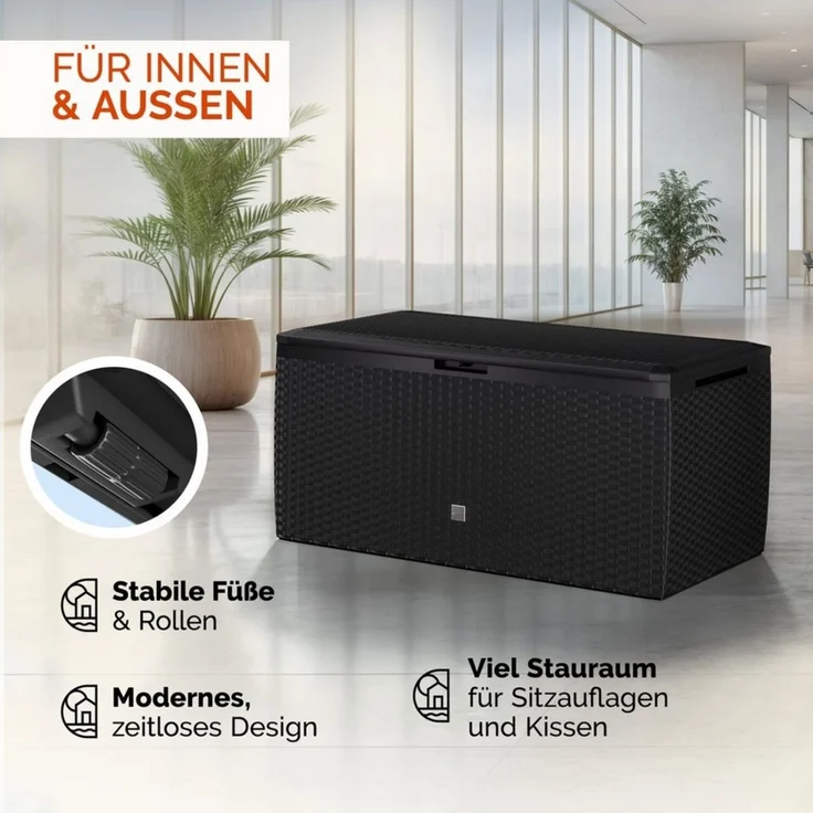 Casaria 'Rato Plus' Gartentruhe | 100 kg | Smart Click System, Kunststoff anthrazit – Bild 3