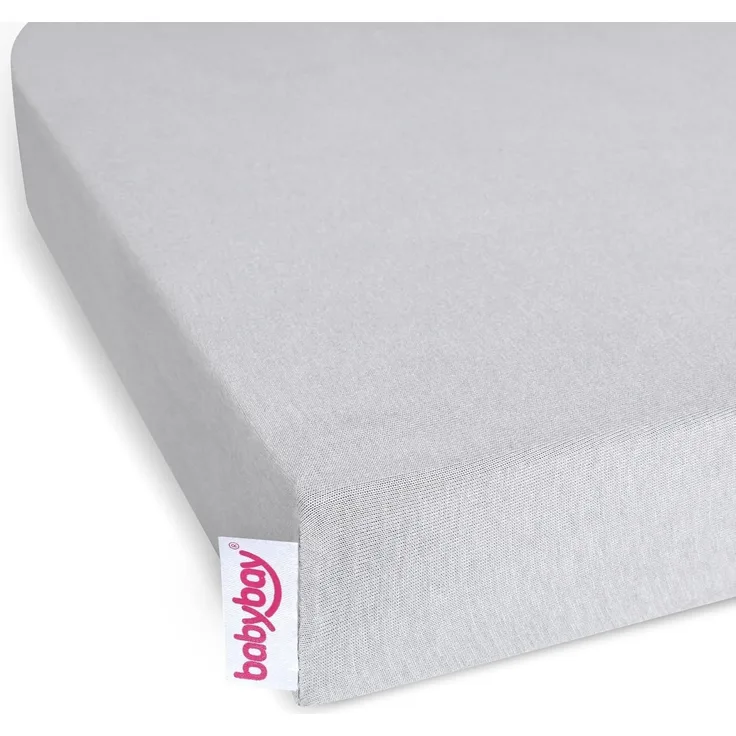 babybay Jersey Spannbetttuch mit Membran für Matratze Kinderbettumbausatz Original und Maxi zartgrau