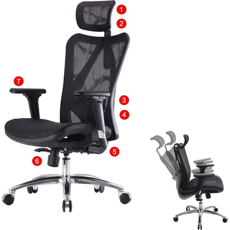 Bürostuhl HWC-J87, Schreibtischstuhl, ergonomisch verstellbare Armlehne 150kg belastbar ~ Bezug schwarz, Gestell schwarz
