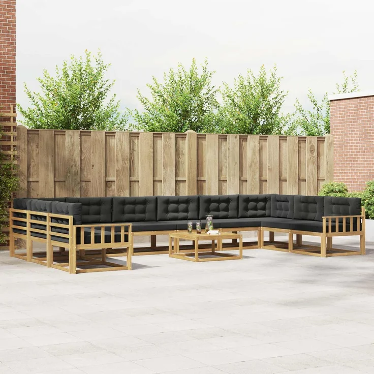 vidaXL Outdoor-Sofagarnitur 11 stk. 10-Sitzer Weiß und Anthrazit 3387136 – Bild 1