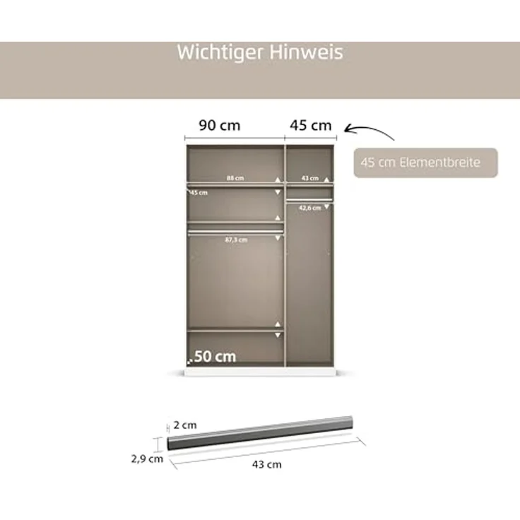 rauch Zubehör, Kleiderstange, für Kleiderschränke von rauch mit einer Elementbreite von 45 cm – Bild 4