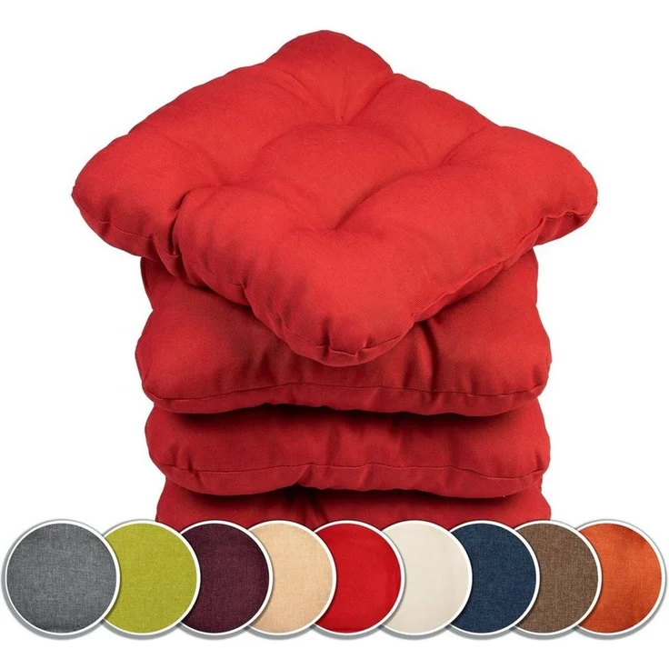 sunnypillow Stuhlkissen 4er Set Stuhlkissen 45x45 cm Bequeme 8cm, Polsterauflage Auflage für Stühle / Bänke – Bild 1