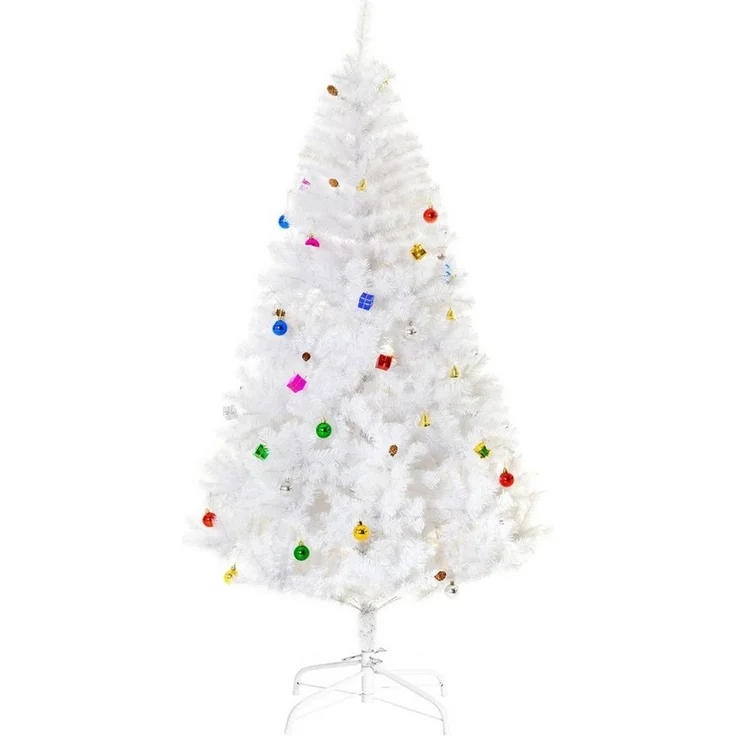 HOMCOM Künstlicher Weihnachtsbaum Künstlicher Weihnachtsbaum inkl. Metallständer, 105x180 cm (BxH), weiß – Bild 1