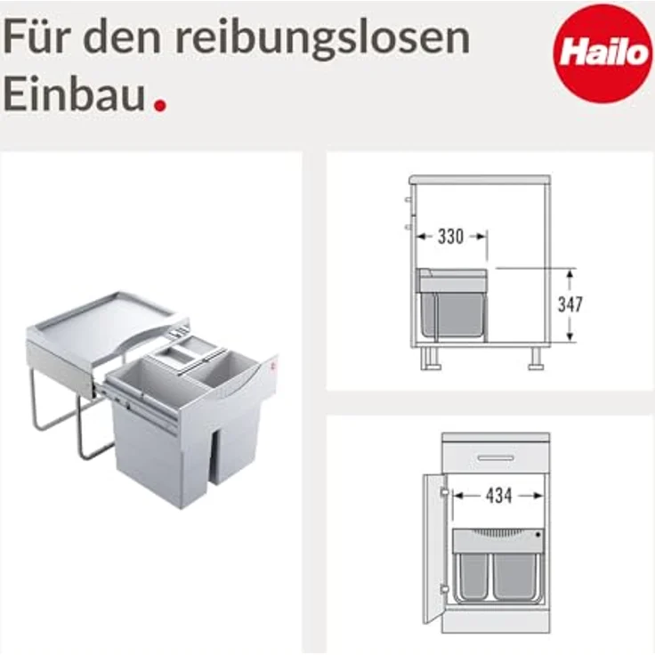 HAILO Abfallsorter 29 (12 + 2x8,5) Liter RAUMSPAR TANDEM S ab 50 cm Schrankbreite – Bild 5