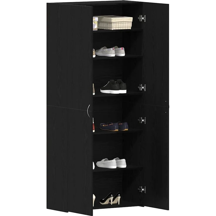 vidaXL Schuhschrank mit Regal Schwarz 80 x 35,5 x 180 cm Holzwerkstoff 3333845 – Bild 2