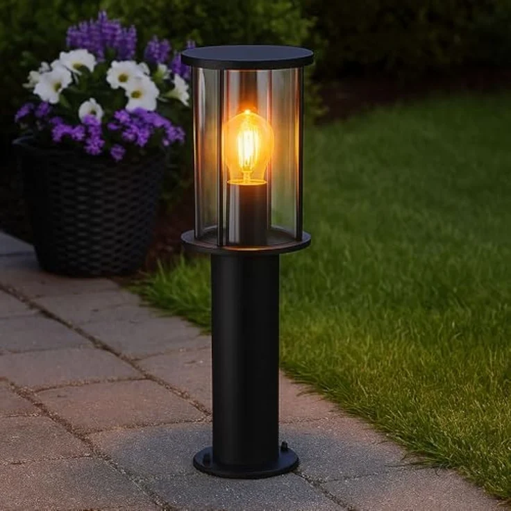 Stehleuchte Gartenlampe, Edelstahl, schwarz, IP54, H 45 cm – Bild 2