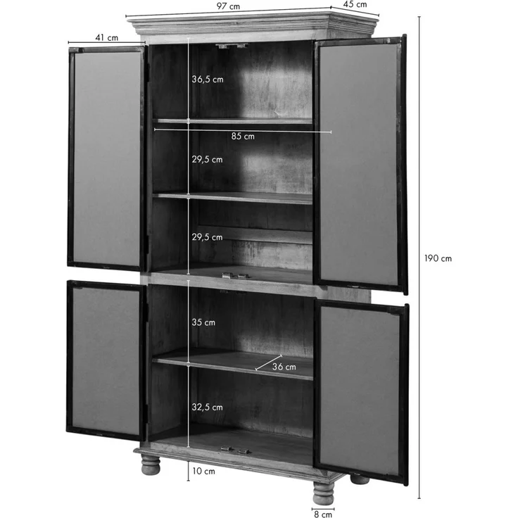 Schrank Mango 97x45x190 grau lackiert HERMITAGE #017 – Bild 8