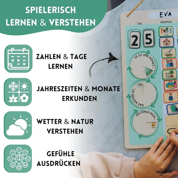 Kleinglück Wochenplaner Kinder Magnettafel Lernplaner für Kinder mit Magneten – Bild 3