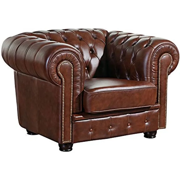Norwin Sessel Wischleder Braun Buche Nussbaumfarben